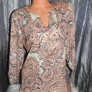 The Limited Small Paisley Blouse Shirt 3/4 Sleeve